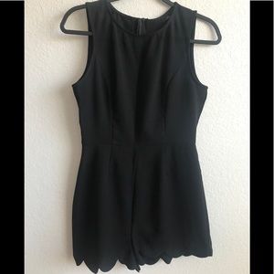 Black Scalloped Shorts Romper - Size M